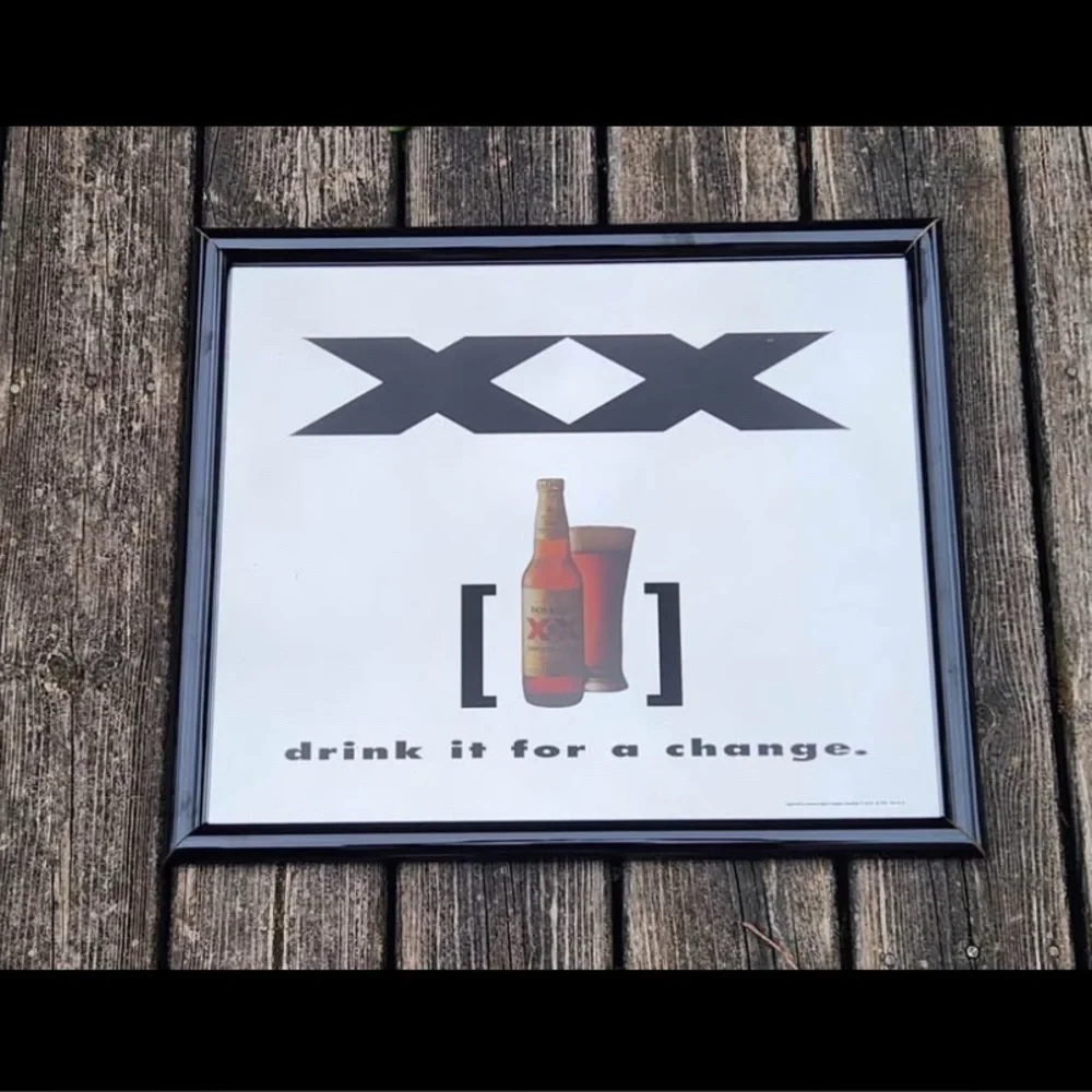 Vintage 1993 Dos Equis Beer Mirror Sign Framed 20 x 17